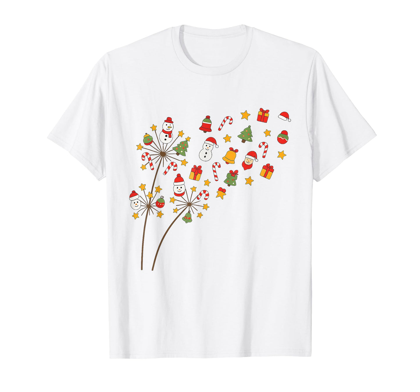 Funny Christmas Dandelion Snowman Candy Cane Xmas Men Women T-Shirt