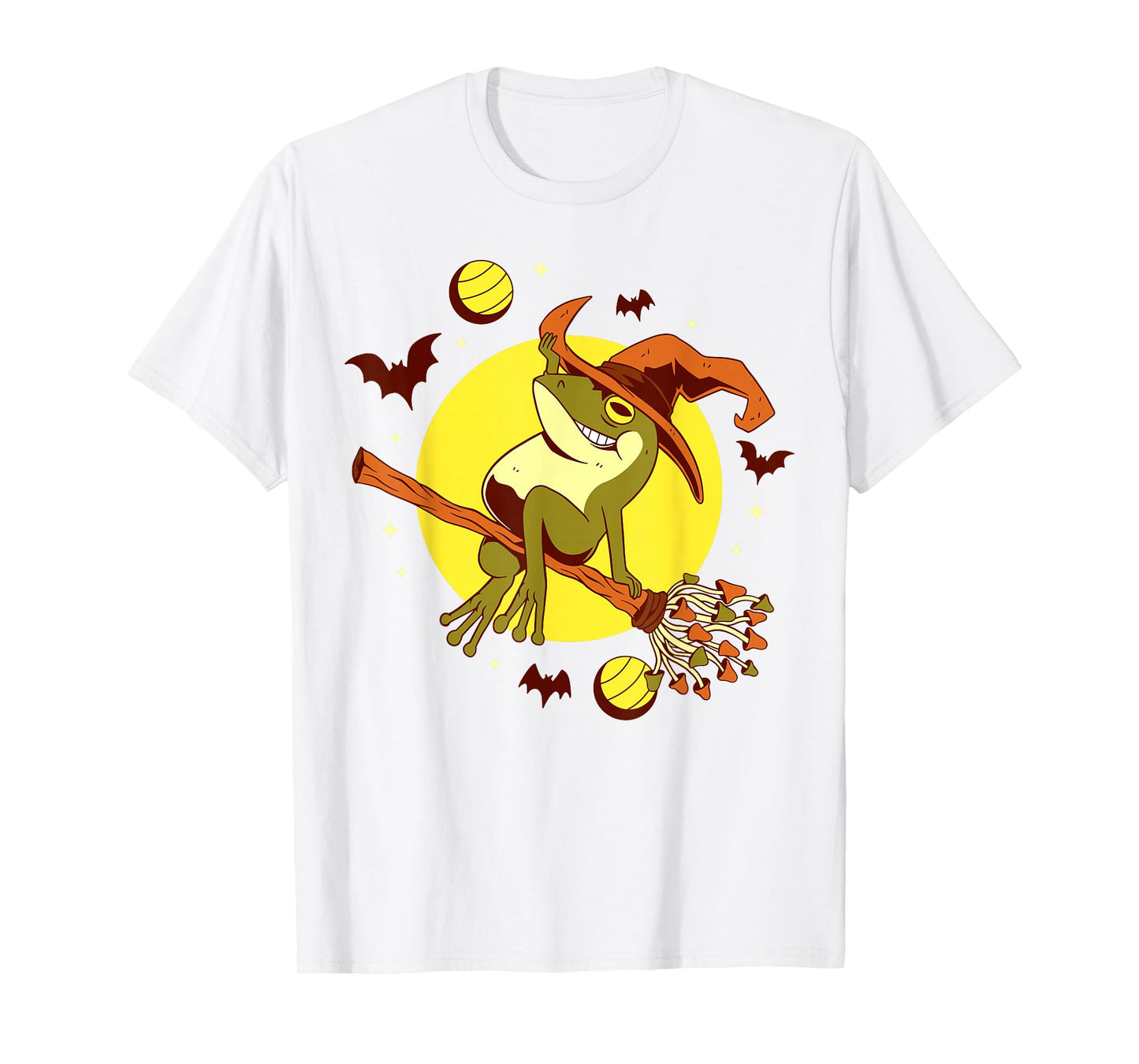 Halloween Frog on Witch Flying Funny Costume Design T-Shirt