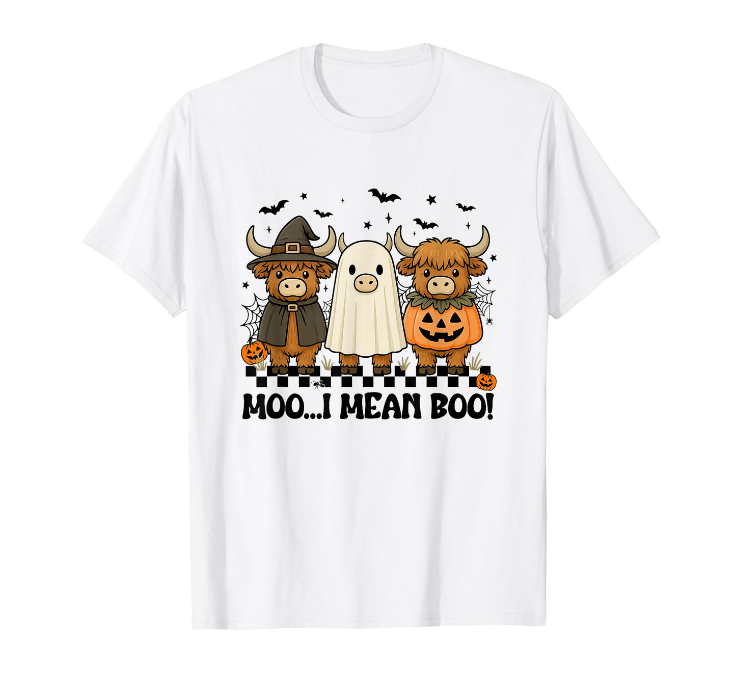 Funny Cow Ghost Witch Pumpkin Moo I Mean Boo Halloween T-Shirt