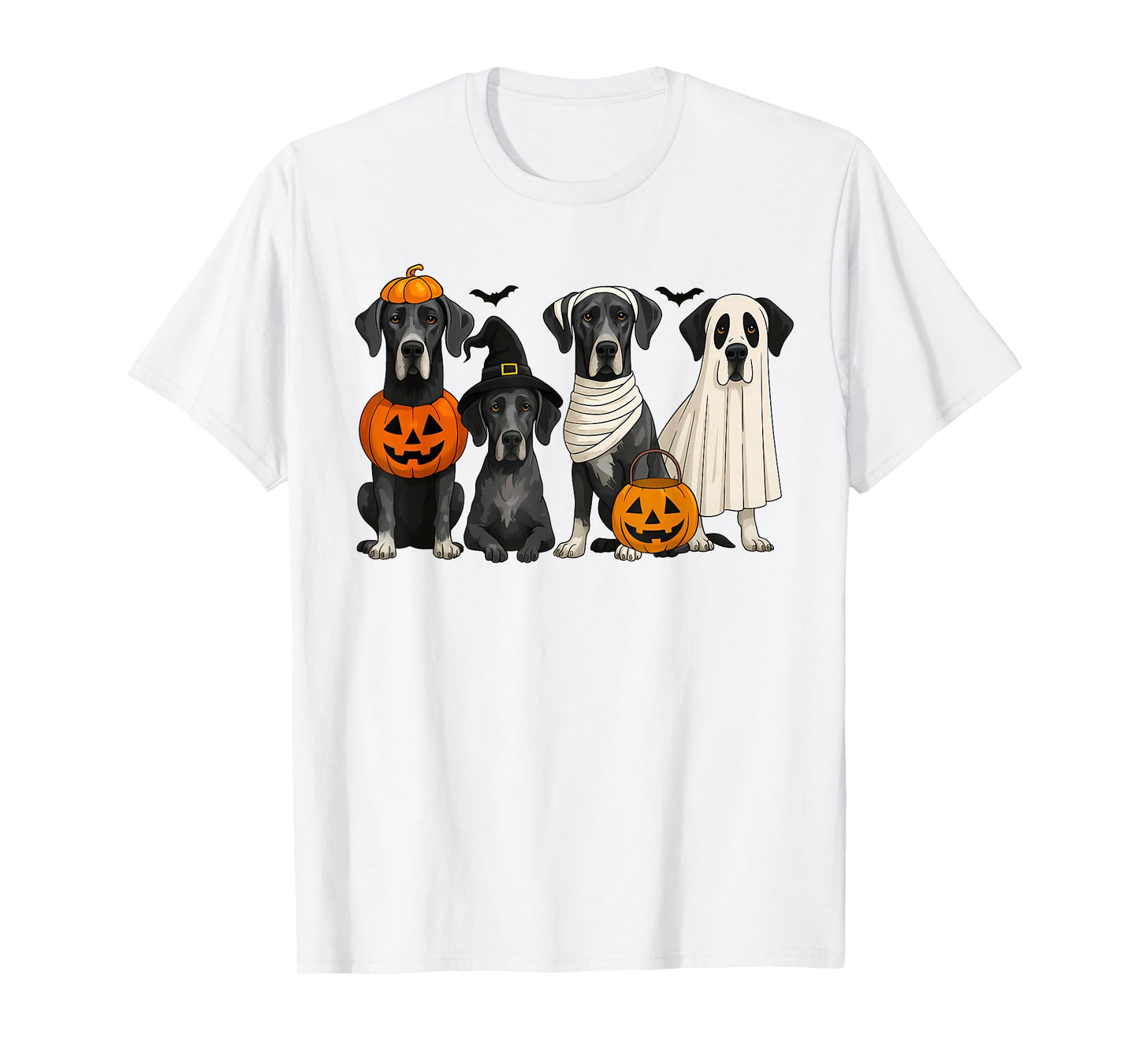 Great Dane Lover Dog Mom Halloween Vibes Spooky Boo Pumpkin T-Shirt