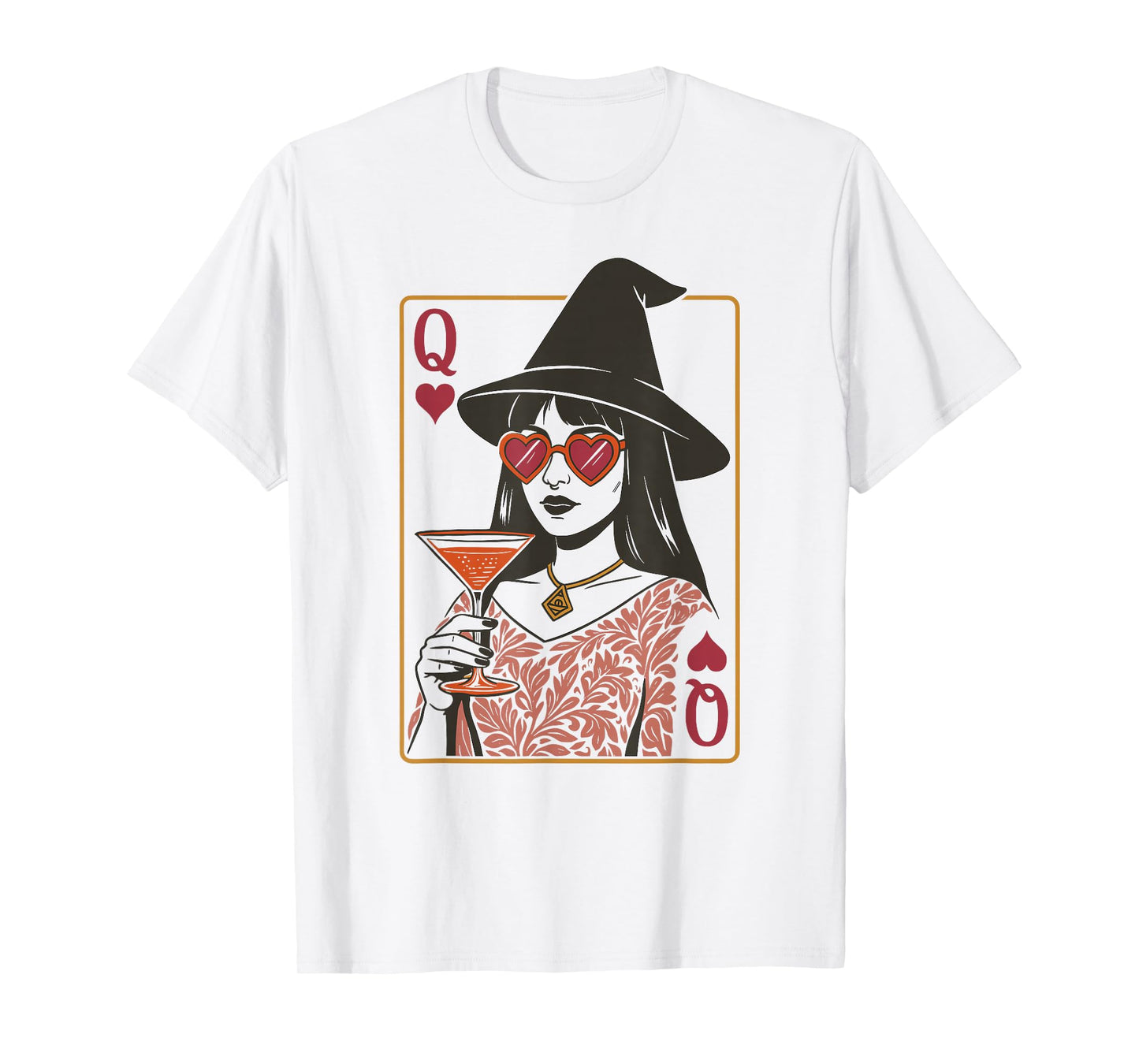 Queen of Hearts Witch Cocktail Vintage Playing Card T-Shirt