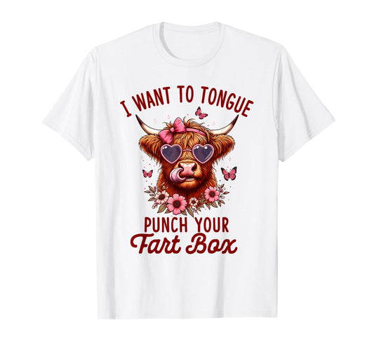 Sarcasm Joke Pun Cow I Want To Tongue Punch Your Fart Box T-Shirt