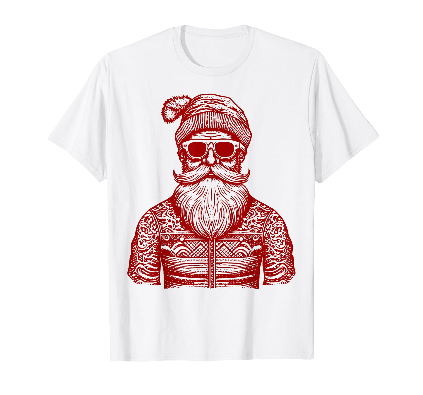 Cool Hip Santa Claus Christmas Hipster Dude Dad Ugly Sweater T-Shirt