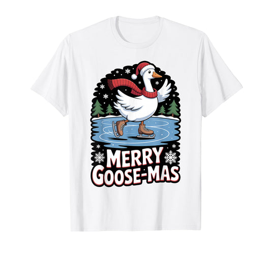 Merry Goose-mas Ice Skating Funny Goose Christmas T-Shirt