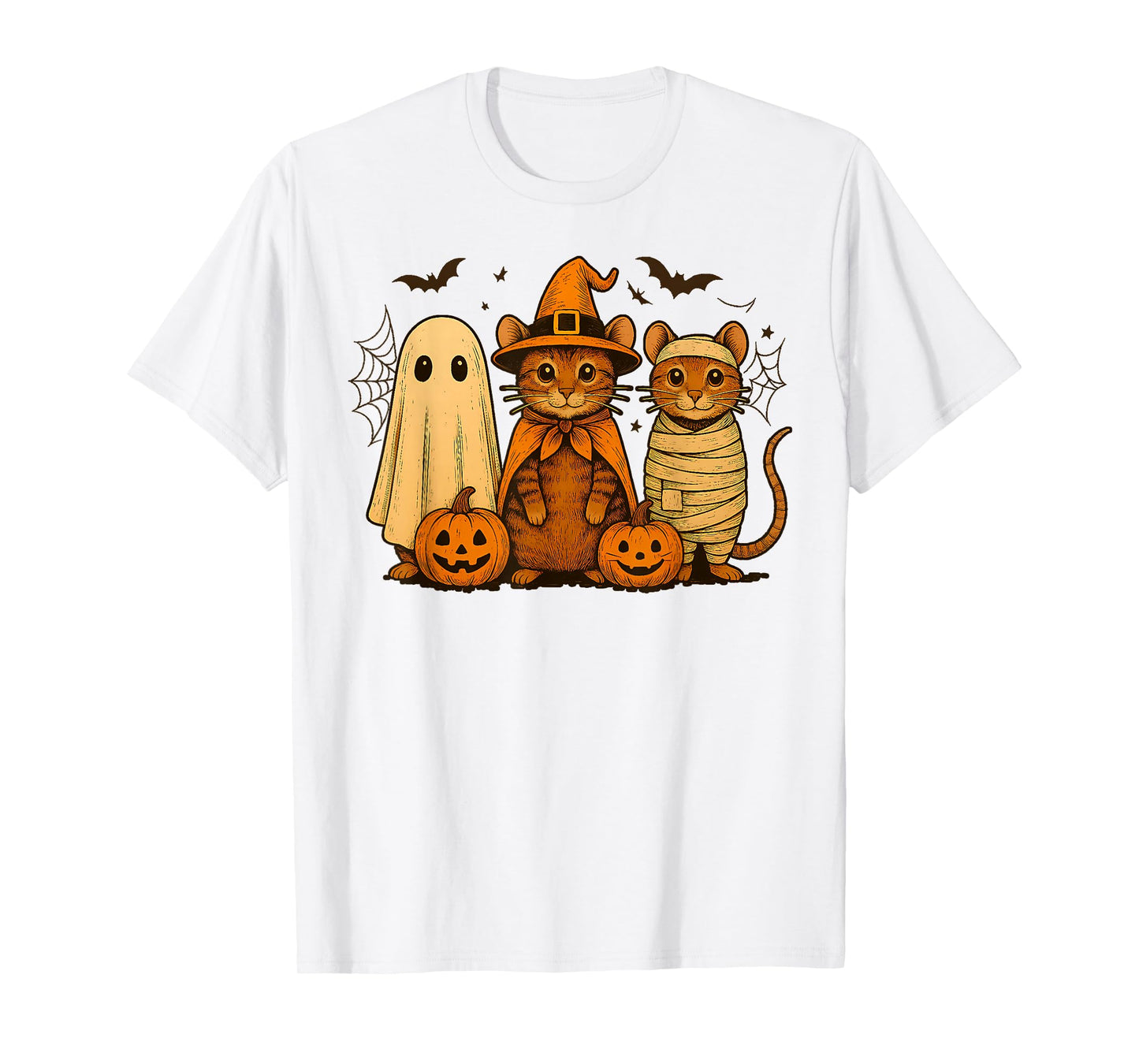 Domestic Shorthair Tabby Cat Witch Scary Halloween Pumpkin T-Shirt