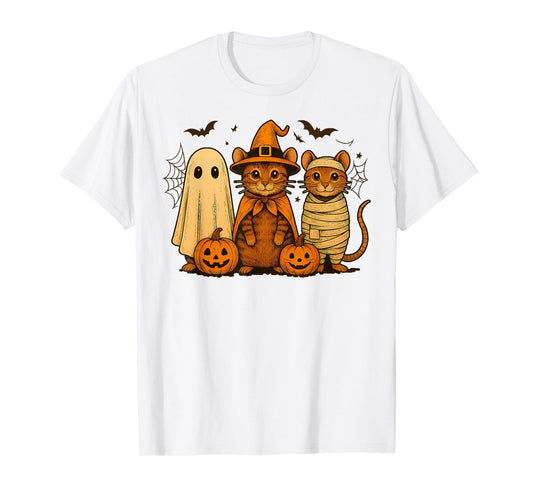 Domestic Shorthair Tabby Cat Witch Scary Halloween Pumpkin T-Shirt