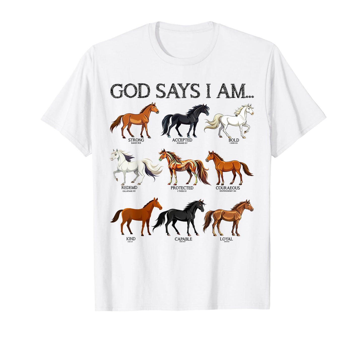God Says I Am Horses Christian Teen Girl Toddler Good Sister T-Shirt