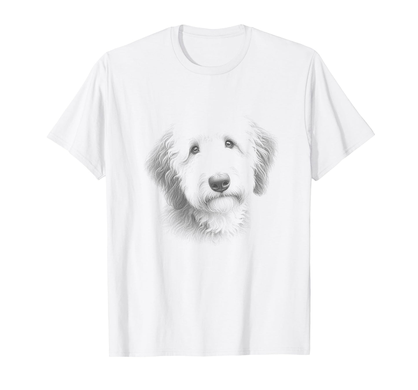 Vintage Sheepadoodle Face Art Design T-Shirt