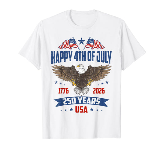250 Years of Freedom 1776 2026 American Flag 4 July Vintage T-Shirt