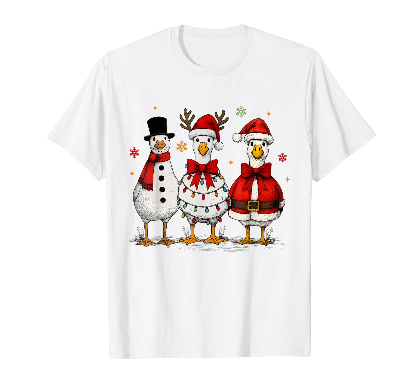 Vintage Funny Silly Goose Santa Christmas Holiday Cute Xmas T-Shirt