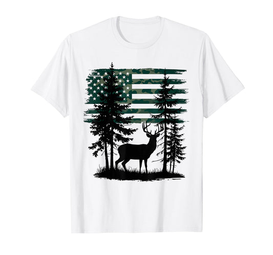 Men Kids Boys Hunting Shirt Deer Hunters Toddler Camo Flag T-Shirt