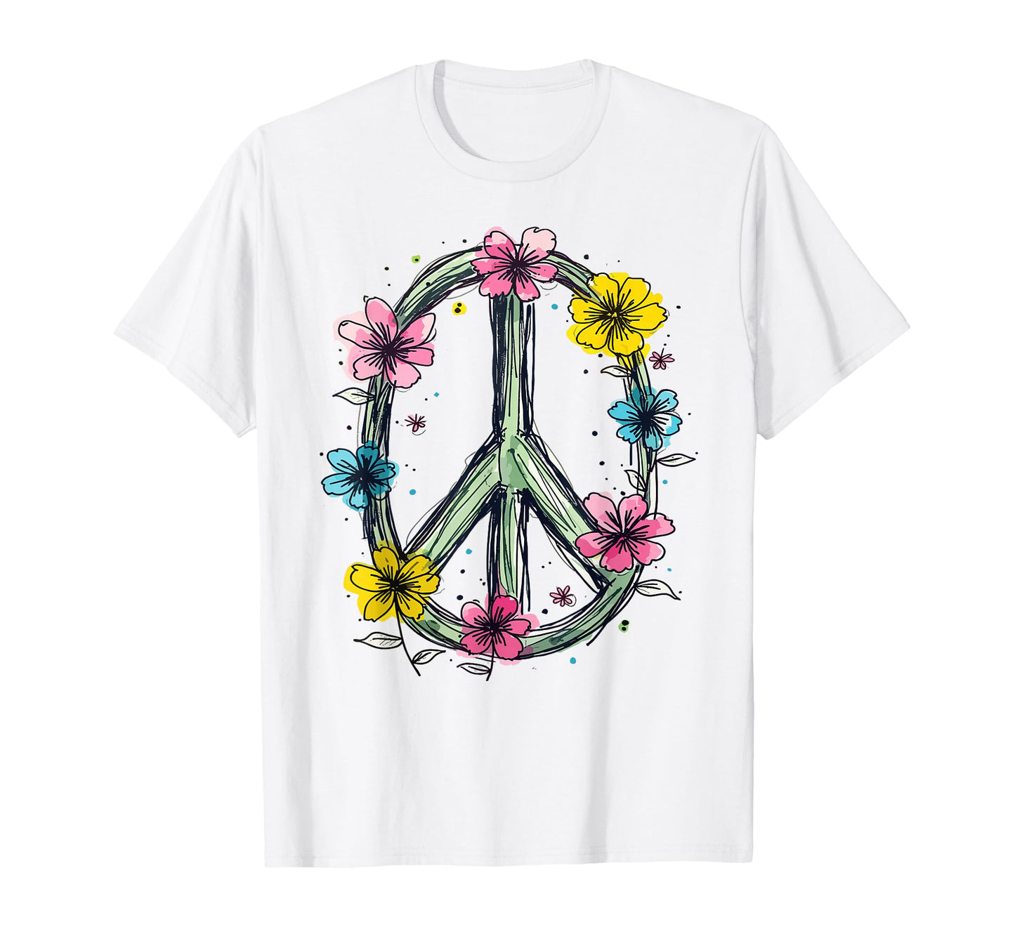 Flower Power, Peace Sign, Women, Flowers, Love Peace Hippie T-Shirt