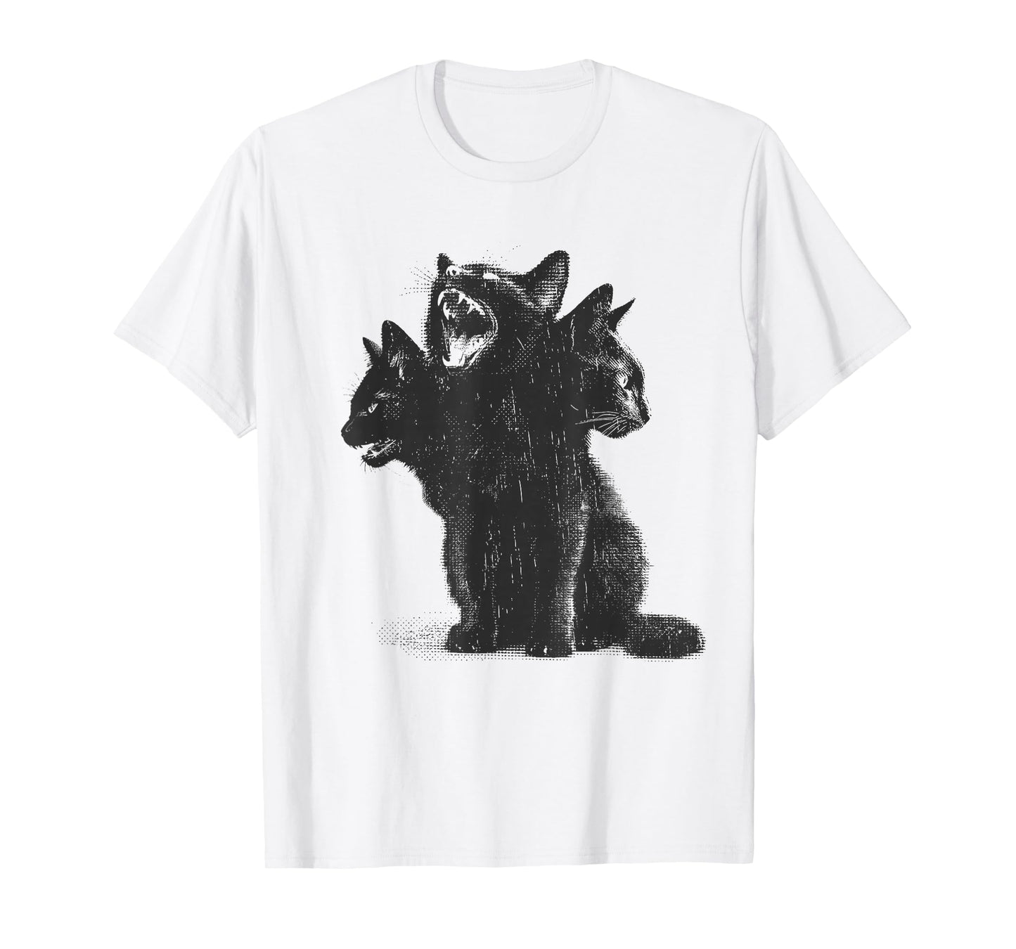 3 Headed Cat Vintage Grunge Alt 90s Halloween Goth Horror T-Shirt