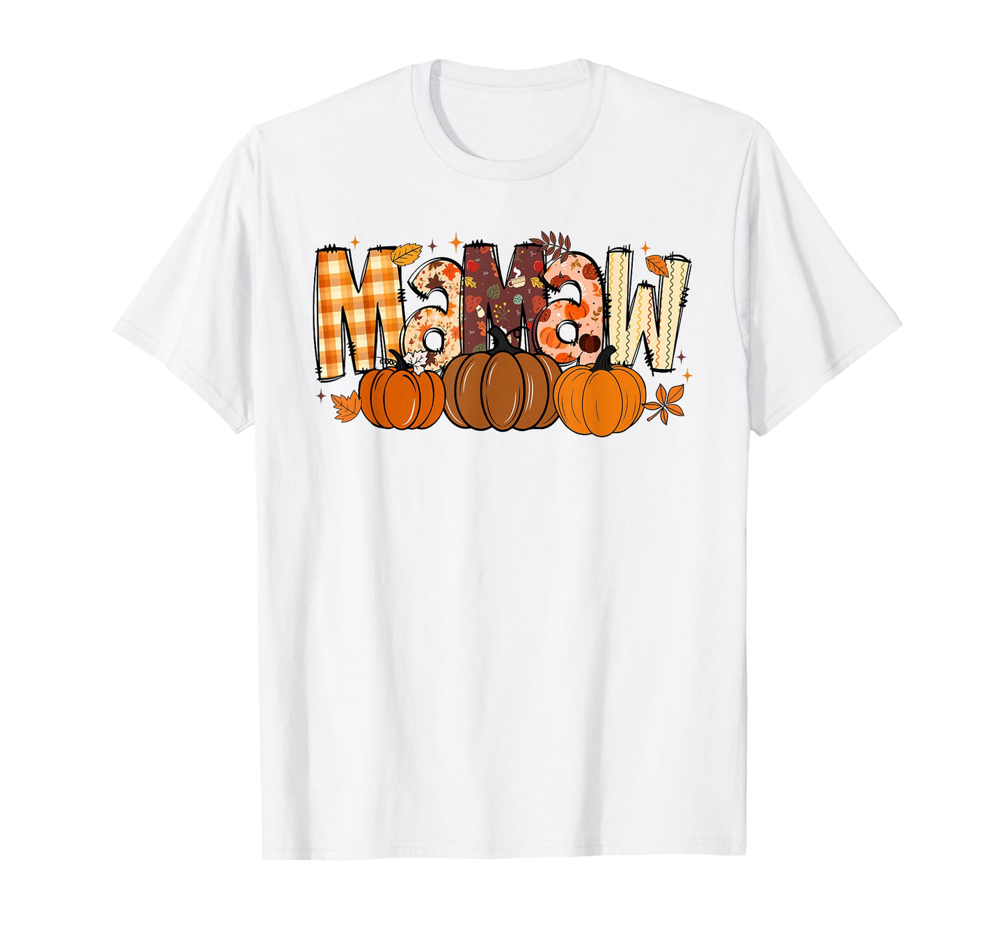 Retro Mamaw Pumpkin Fall Leaves Grandma Fall Thanksgiving T-Shirt
