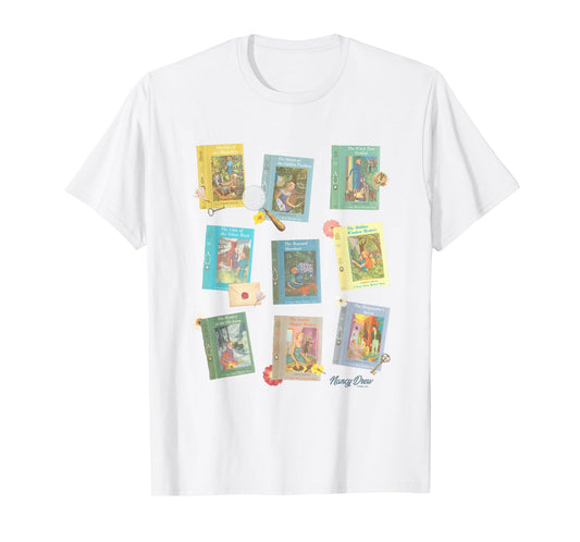 Nancy Drew Midcentury Iconic Literature Vintage Portraits T-Shirt - Unisex-Adults & Kids - Blue - Small - Short Sleeve - T-Shirt