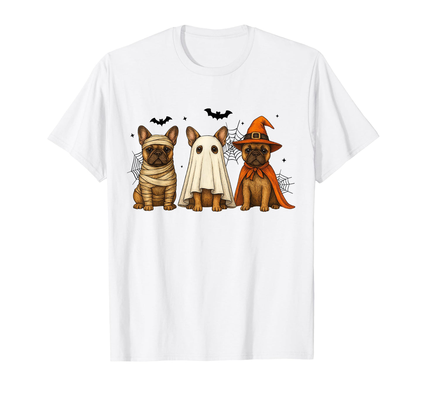 Cute French Bulldogs Halloween Men Women Kids Funny Dog T-Shirt