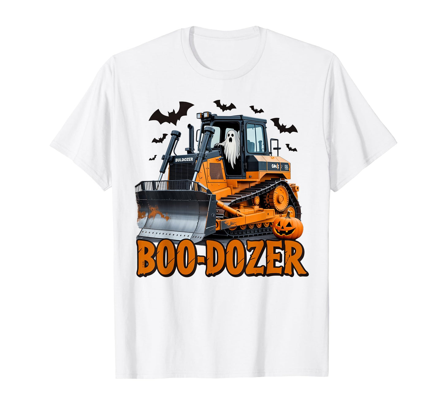Boo Dozer Ghost Bulldozer Halloween Construction Trucks Kids T-Shirt