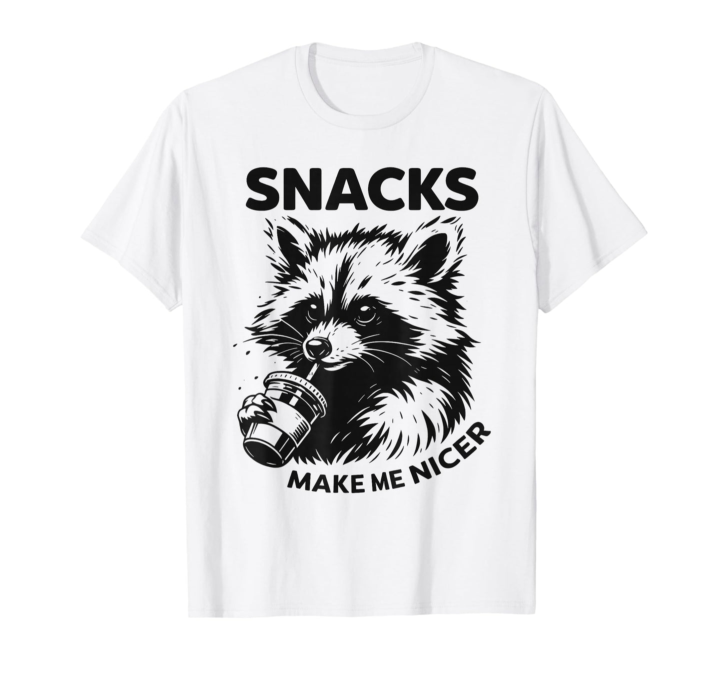 Funny Raccoon Snacks Make Me Nicer Cute Animal Vintage Snack T-Shirt