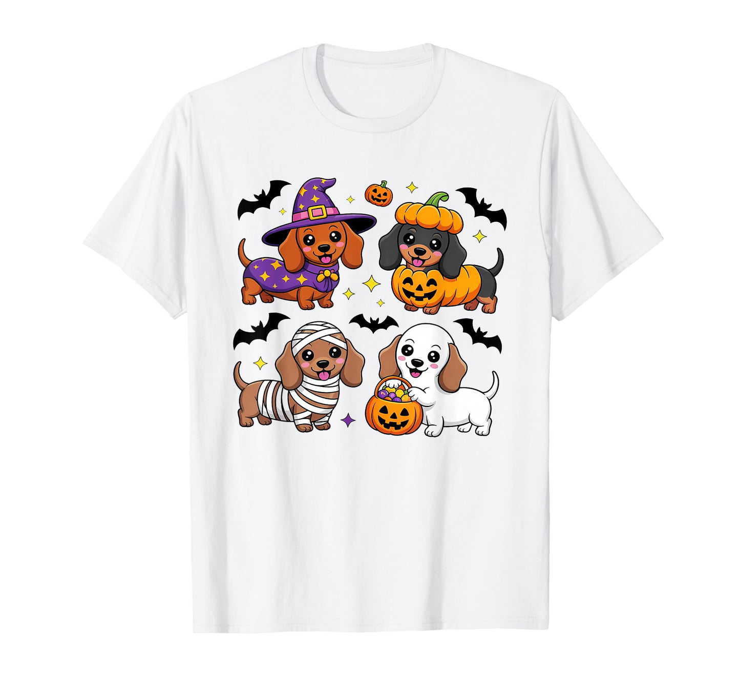 Weiner Dog Witch Happy Halloweenie Cute Halloween Dachshund T-Shirt