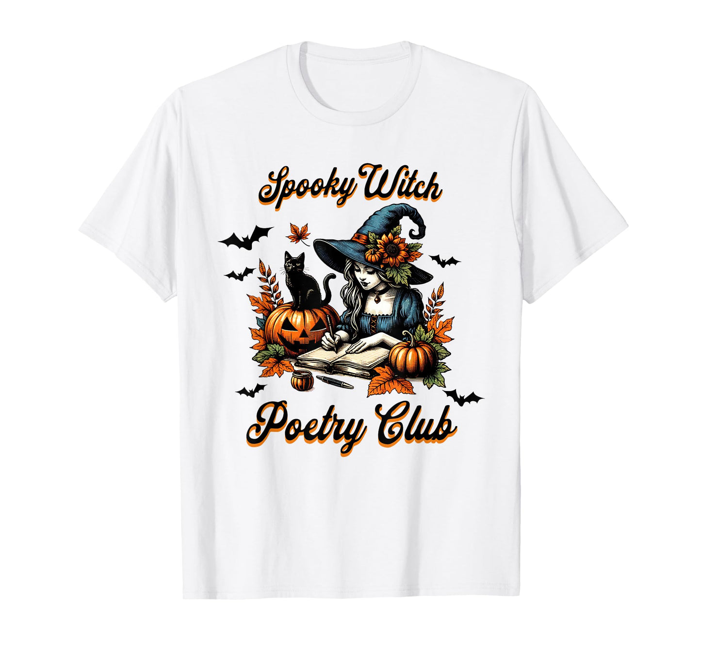 Spooky Witch Poetry Club Halloween Poet Writer Poems Autumn T-Shirt