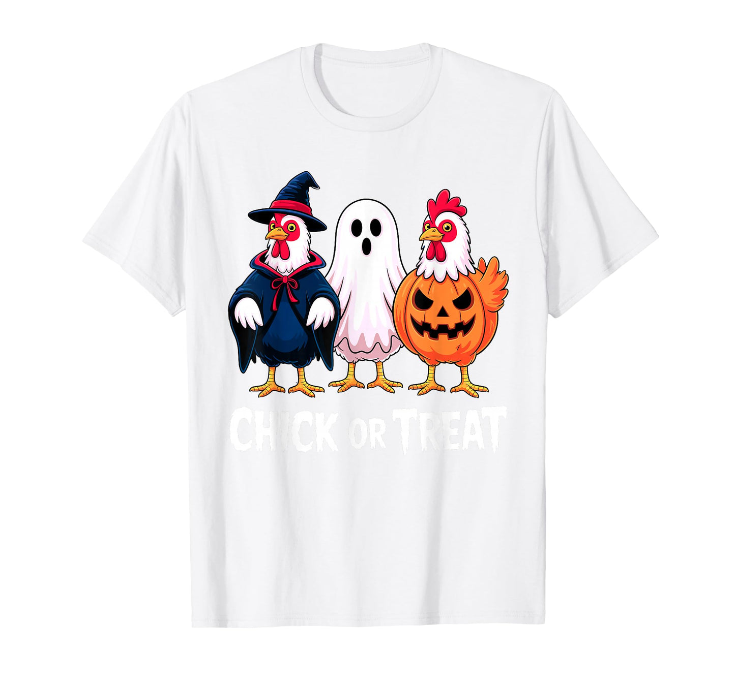 Chick or Treat Funny Halloween Chicken Ghost Pumpkin Costume T-Shirt