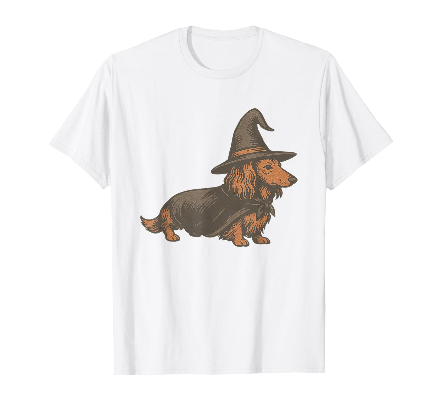 Retro Dachshund Halloween Wiener Dog Pumpkin Weenie Witch T-Shirt