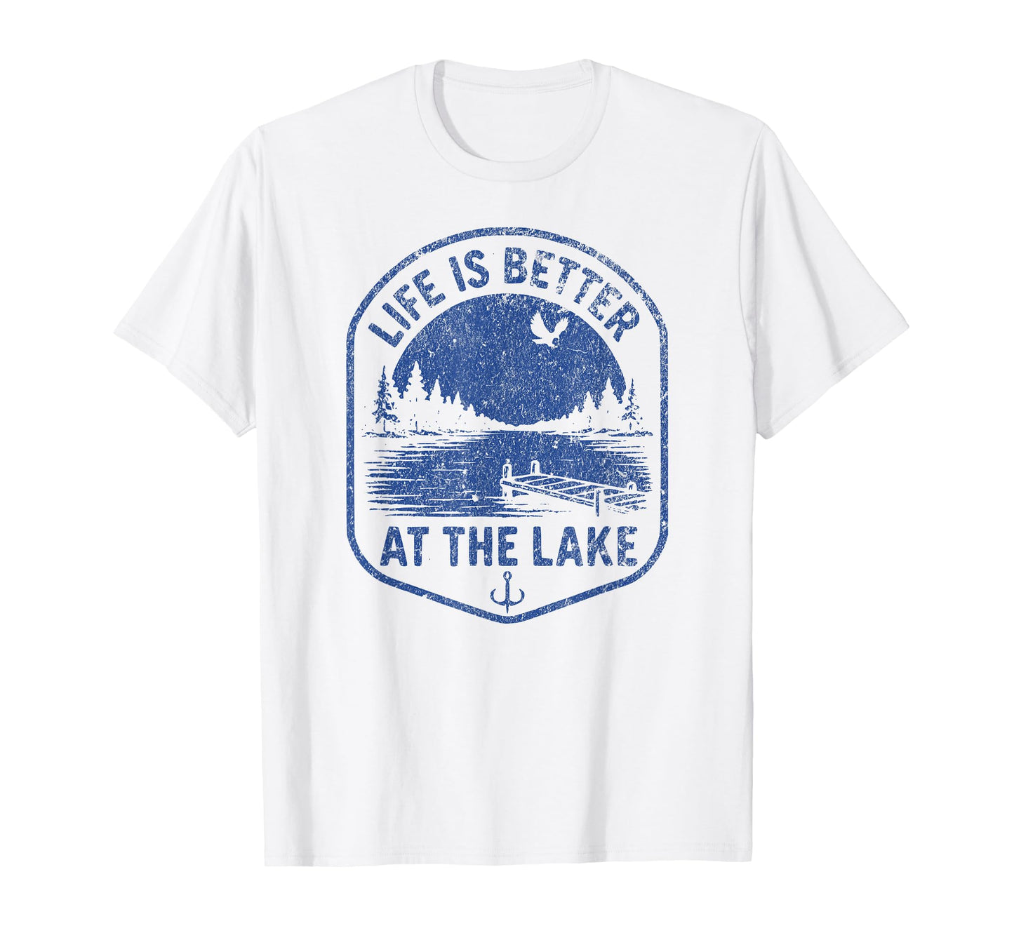 LIFE IS BETTER AT THE LAKE Vintage Distressed Fishing Nature T-Shirt