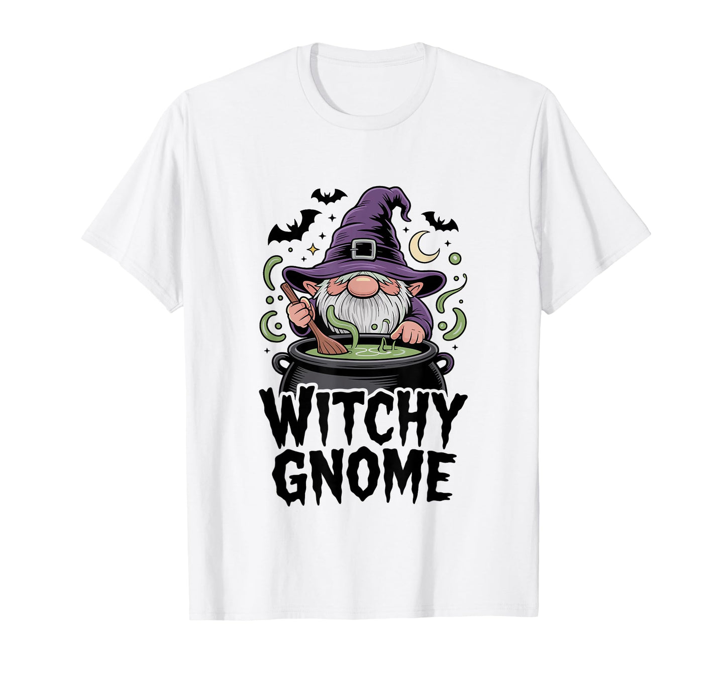 Witchy Gnome Halloween Cauldron Witch Magic Potion Spooky T-Shirt