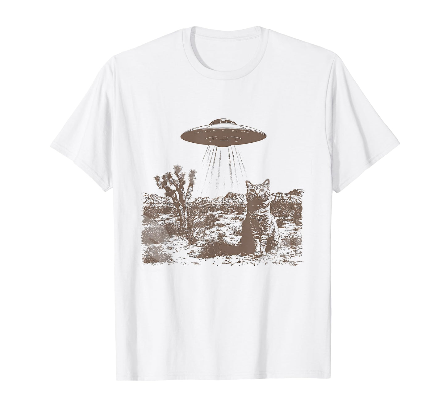 Vintage UFO Cowboy Cat Wild West Kitten Retro 90s Western T-Shirt