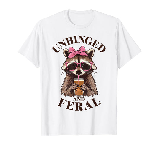 Unhinged and Feral Funny Racoon Glasses Toddler Girls Kids T-Shirt