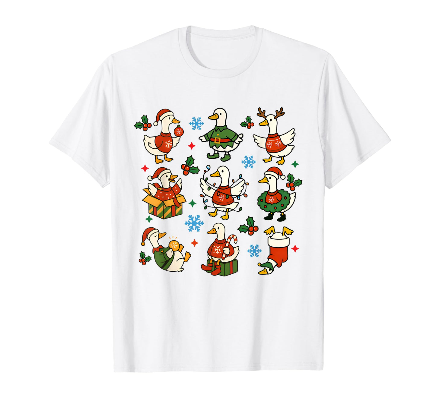 Retro Silly Goose Santa Christmas Cute Merry Goosemas Xmas T-Shirt
