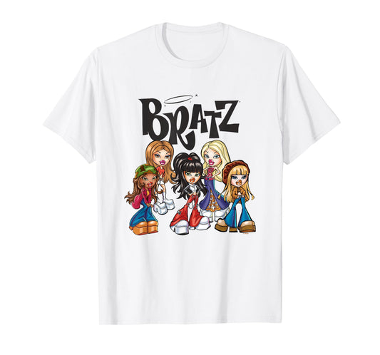 Bratz Dolls Vintage Style Group Shot Big Chest Poster T-Shirt