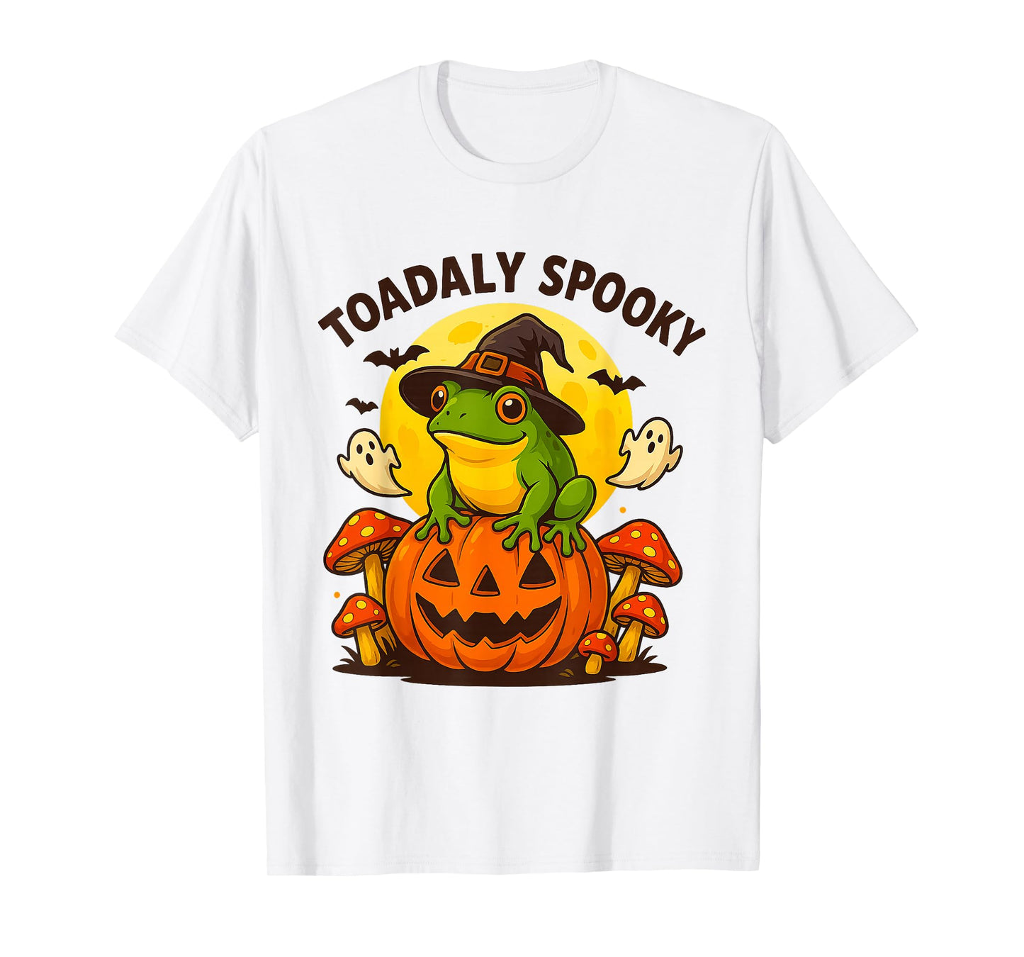 Funny Toadally Spooky Halloween Frog Pumpkin and Bat T-Shirt