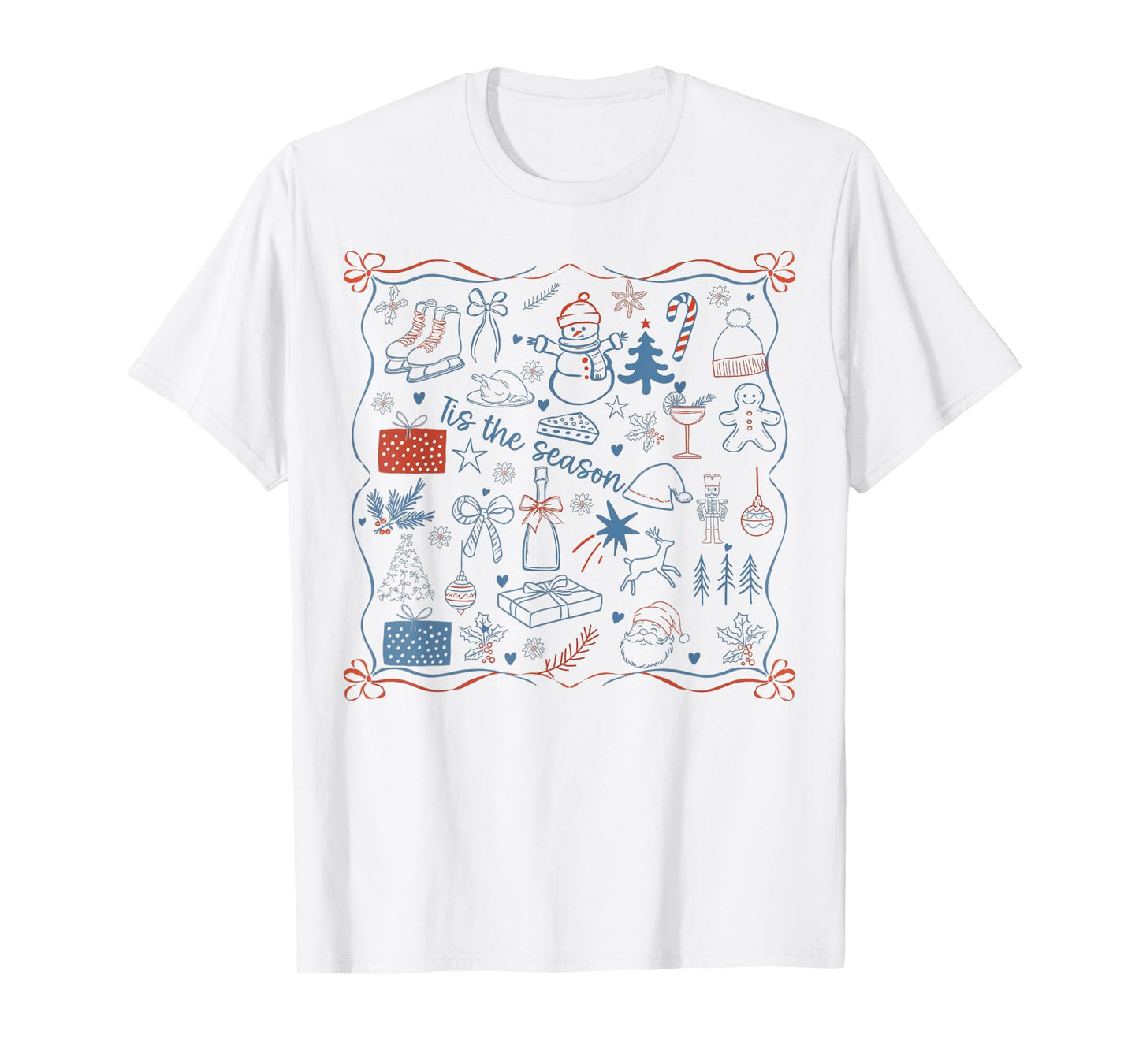 Retro Christmas Tis The Season Festive Icons Xmas Cute T-Shirt