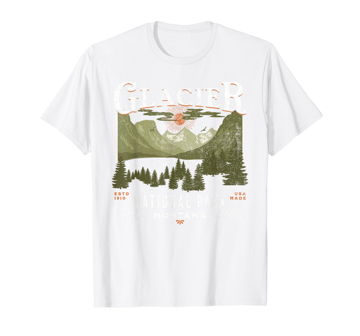 Vintage Outdoor Vacation Montana Glacier National Park T-Shirt
