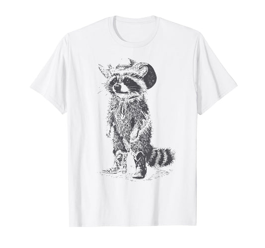 Vintage Raccoon Cowboy Cowgirl Trash Panda Country Western T-Shirt