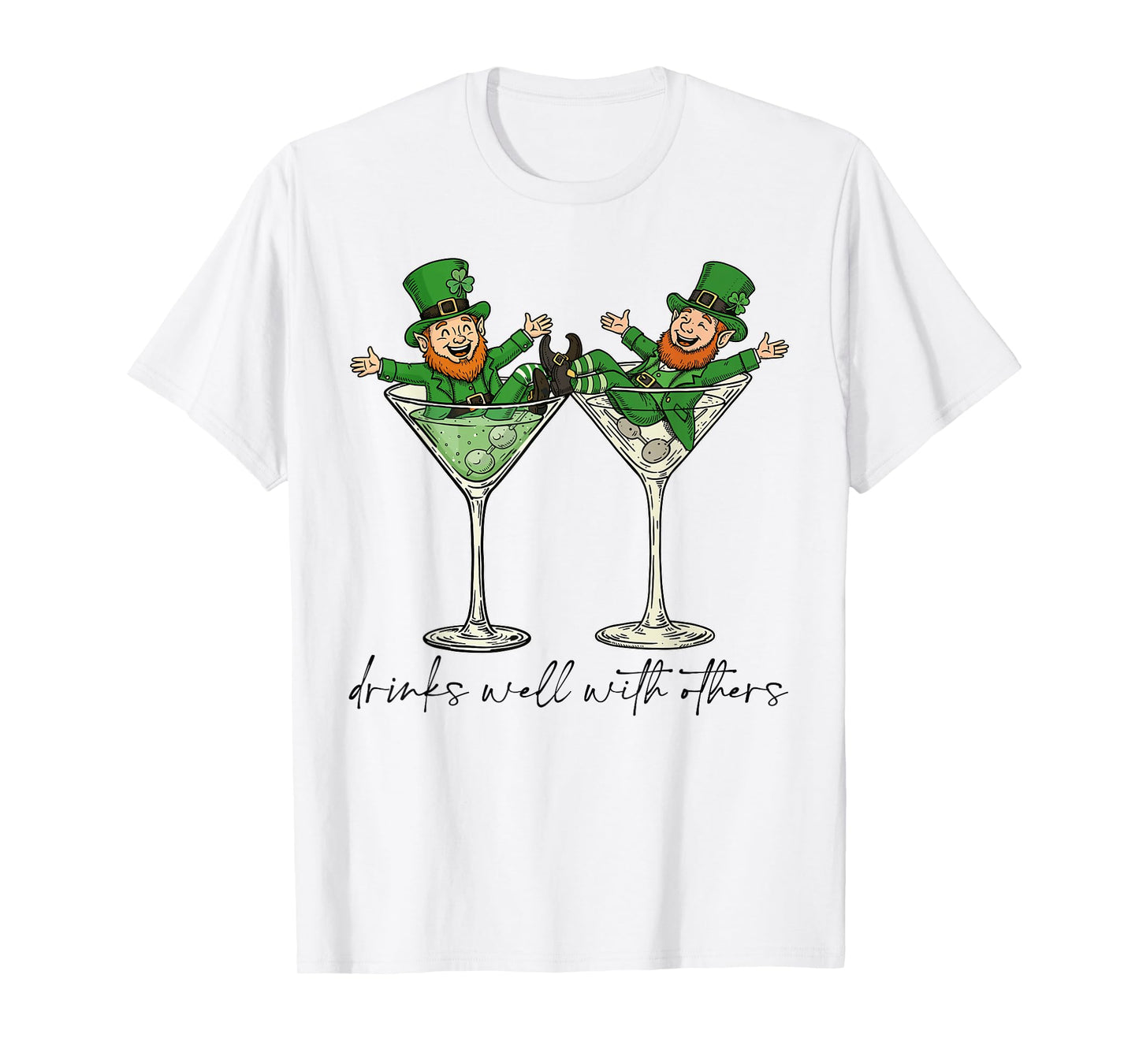 Drinks Well With Others St. Patrick's Day Drunk Beer Funny T-Shirt