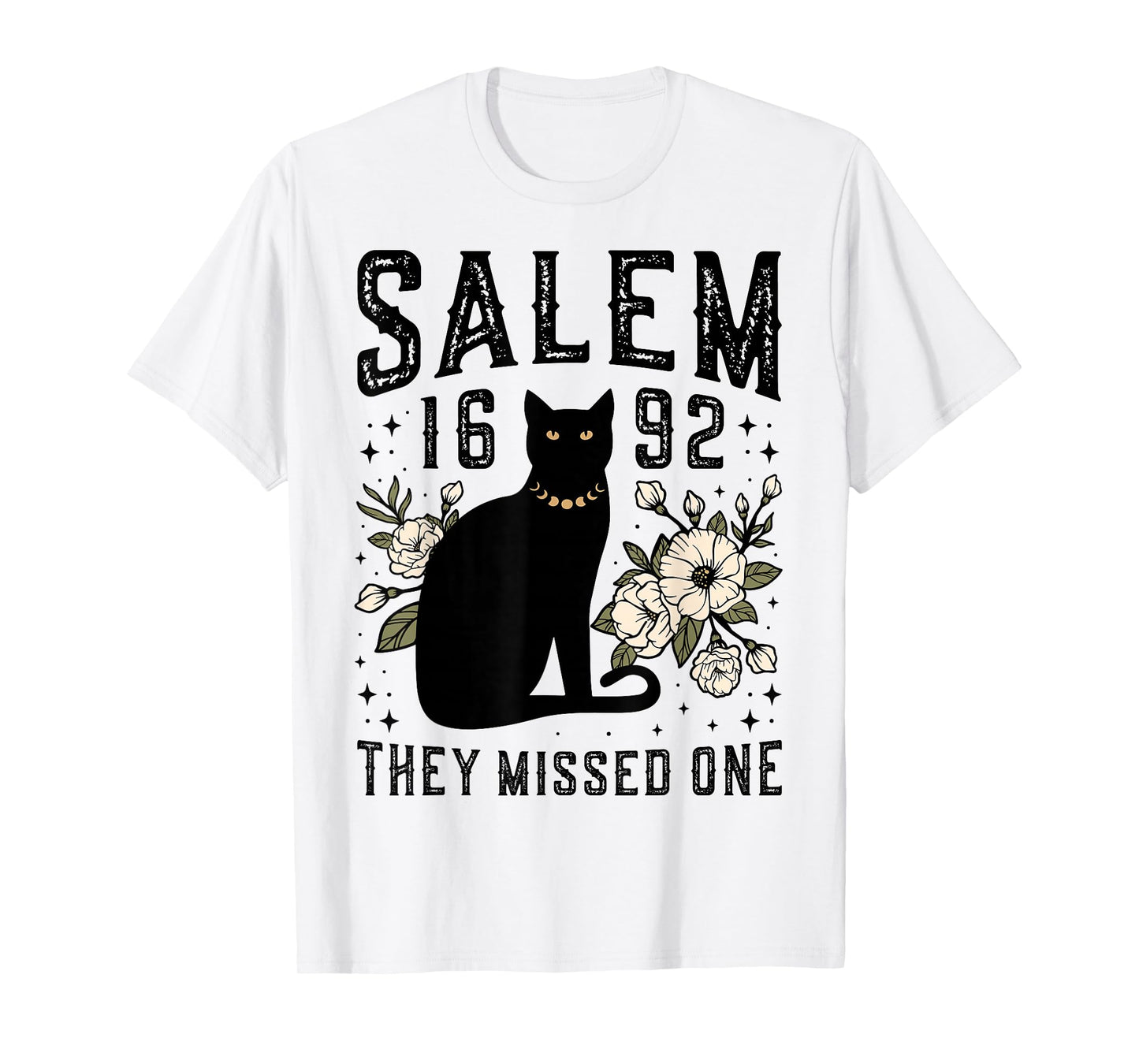 They Missed One 1692 Salem Witch Trials Black Cat Wildflower T-Shirt