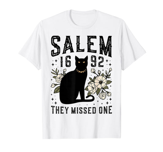 1692 They Missed One Shirt Salem Witch Trials Black Cat Moon T-Shirt