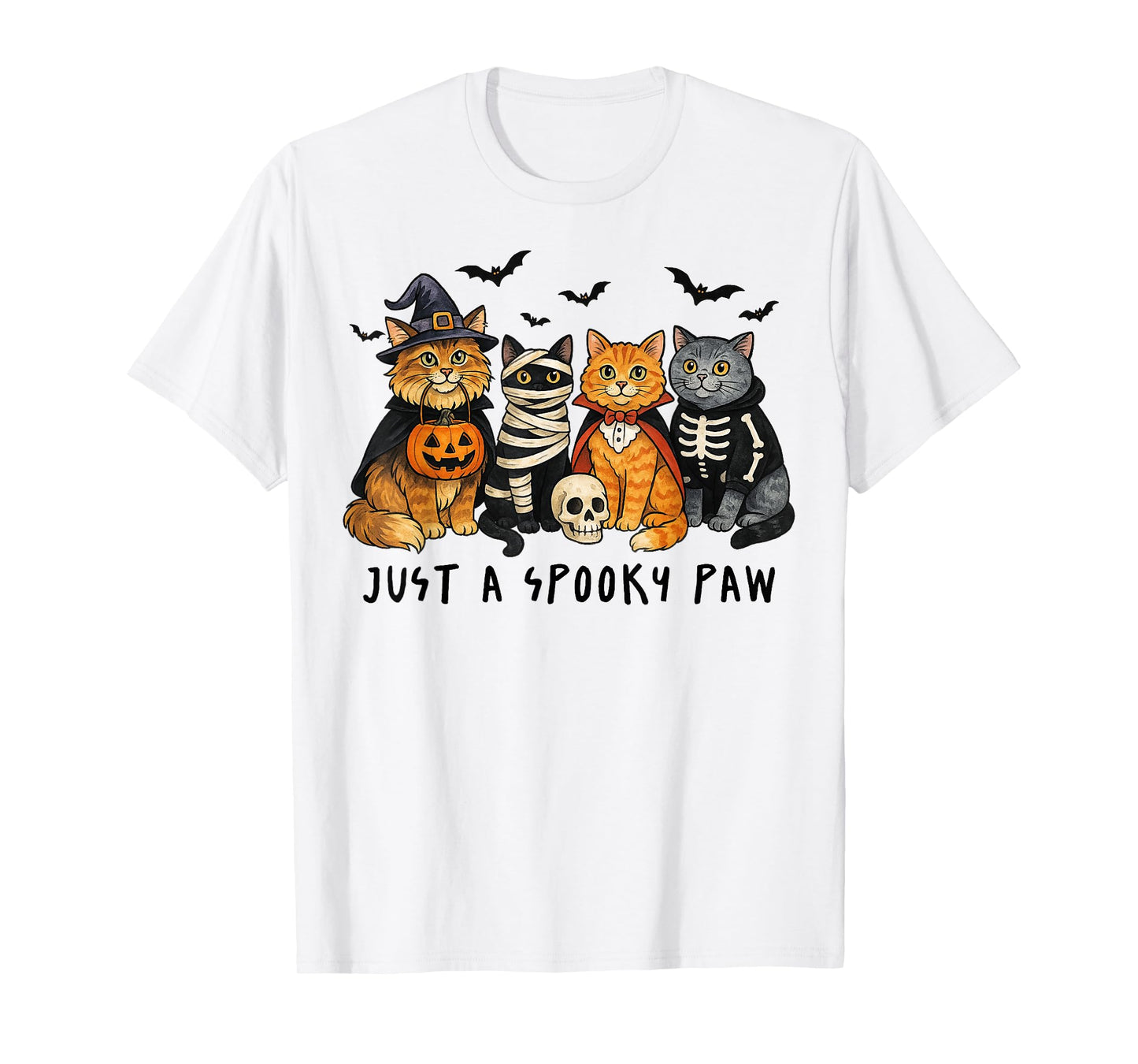 Just A Spooky Paw Funny Cat Witch Halloween Cat Lovers T-Shirt