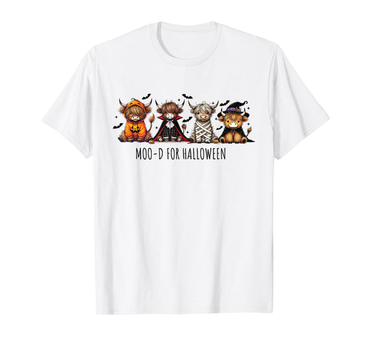 Cute Highland Cow Halloween Costume Pumpkin Witch Vampire T-Shirt