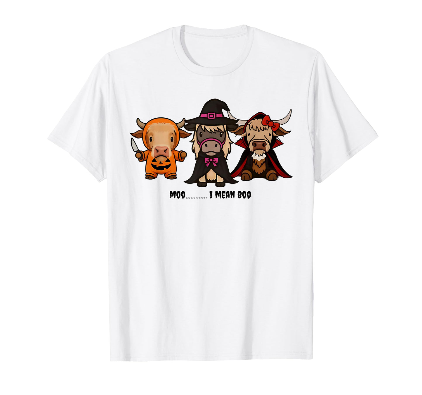 Moo I Mean Boo Cute Cow Halloween Witch Vampire Pumpkin T-Shirt