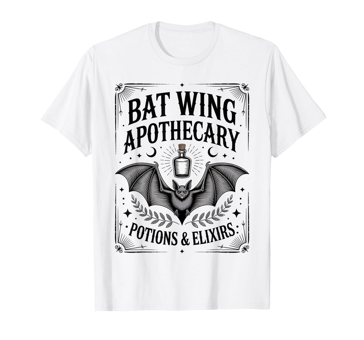 Bat Wing Apothecary Potions and Elixirs Witchy Halloween T-Shirt
