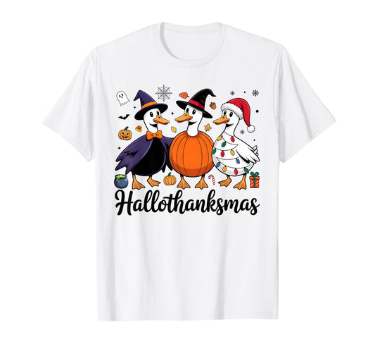 Duck Halloween Thanksgiving Christmas Happy HalloThanksMas T-Shirt