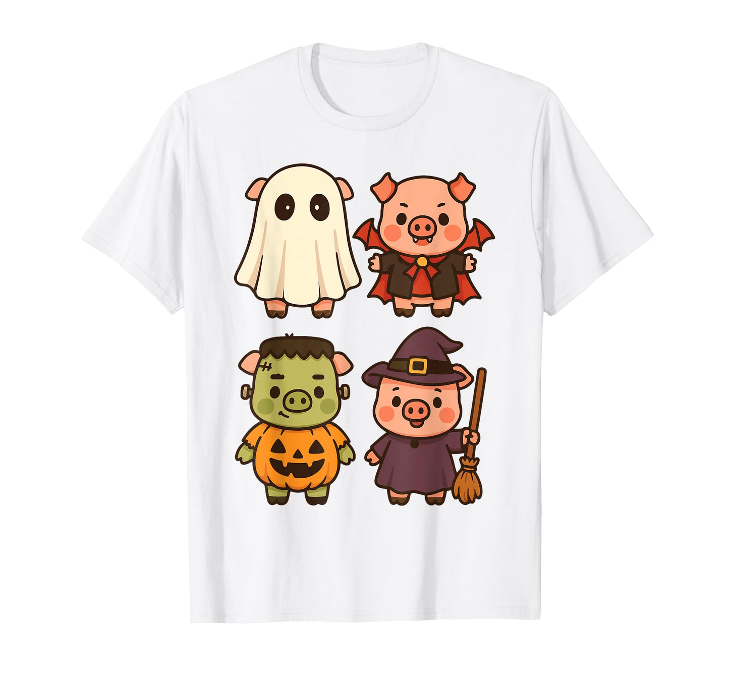 Pig Spooky Witch Boo Zombie Cute Pig Halloween Ghost Costume T-Shirt