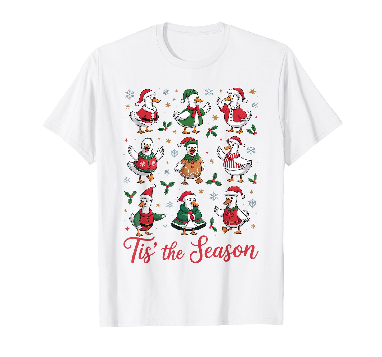 Retro Silly Goose Santa Cute Merry Christmas Tis The Season T-Shirt