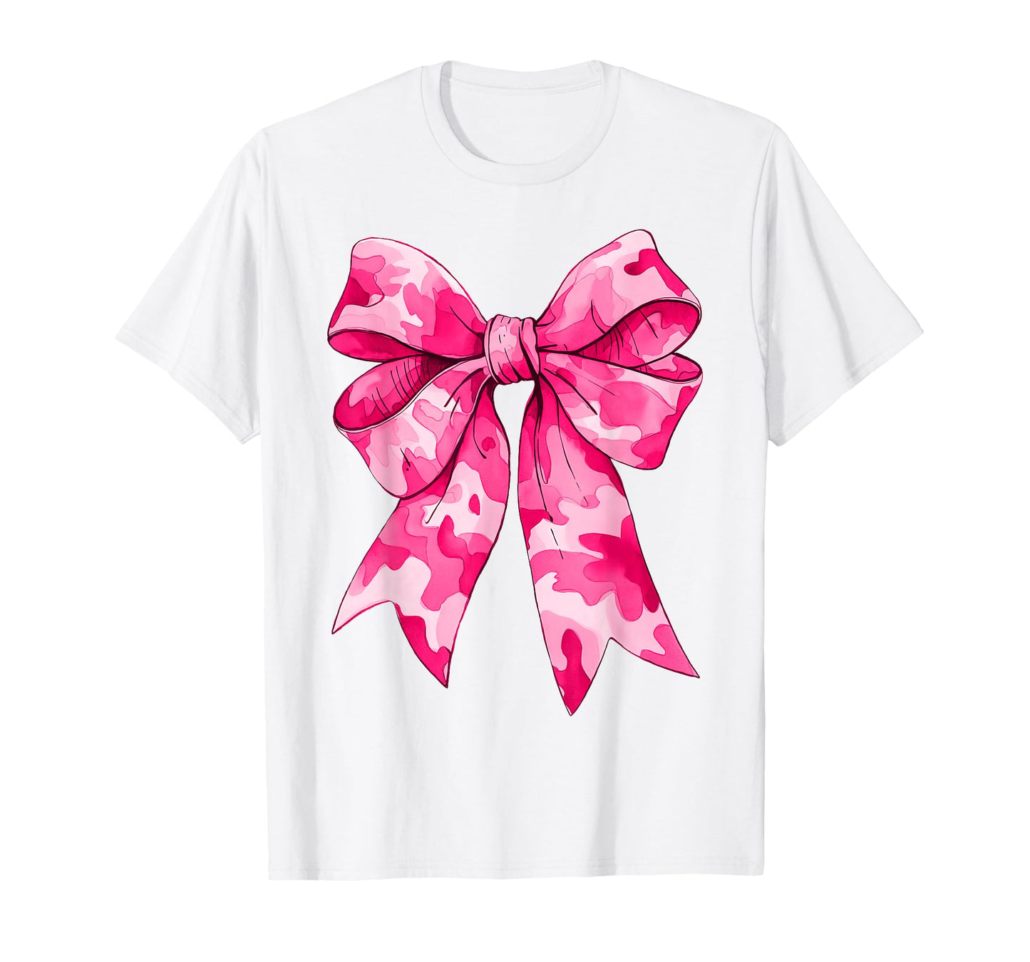 Girl Cute Pink Camo Color Coquette Bow Camouflage T-Shirt