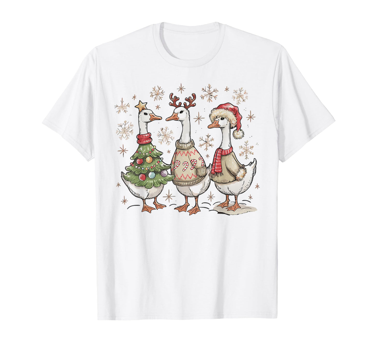 Funny Christmas Goose Tree Sweater Santa Holiday Farm Animal T-Shirt