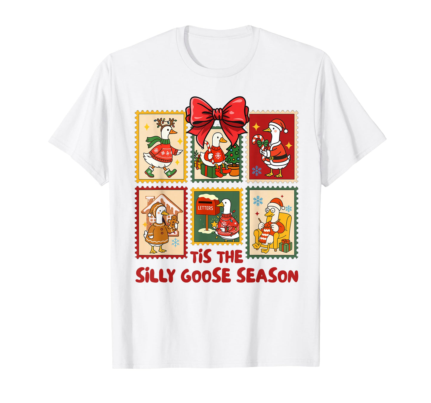 Christmas Xmas Vibes Tis The Silly Goose Season Stamps T-Shirt