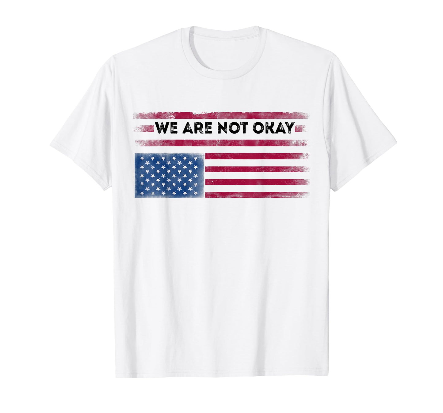 Upside Down American Flag We Are not Okay Distressed Men T-Shirt